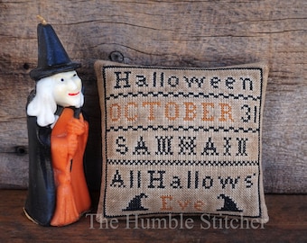 Halloween Sampler...Primitive PAPER Cross Stitch Pattern By The Humble Stitcher