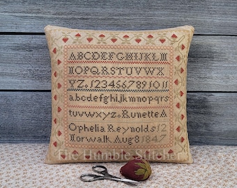 Ophelia Reynolds Reproduction Sampler...Reproduction PAPER Cross Stitch Pattern OF The Original 1847 Antique
