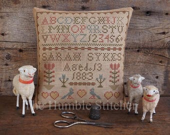 Sarah Sykes Sampler, An Adaptation Of The Original Antique, Primitive PDF Cross Stitch Pattern By The Humble Stitcher
