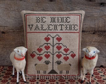 Sé mío, Valentín... Patrón de punto de cruz primitivo en PDF de The Humble Stitcher