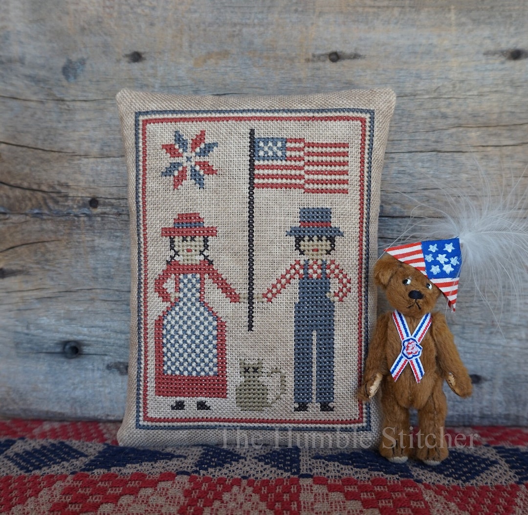 Flag Day Parade...primitive PAPER Cross Stitch Pattern by the Humble ...