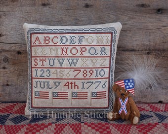Vierter Juli Sampler ...Primitive PDF Kreuzstichmuster von The Humble Stitcher