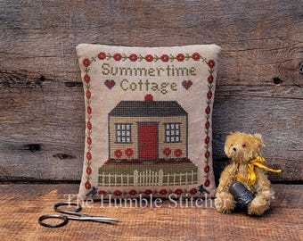 Summertime Cottage...Primitive PAPER Cross Stitch Pattern By The Humble Stitcher