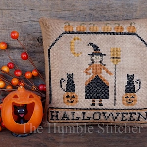 Witch&#39;s Night...Primitive PDF Cross Stitch Pattern By The Humble Stitcher