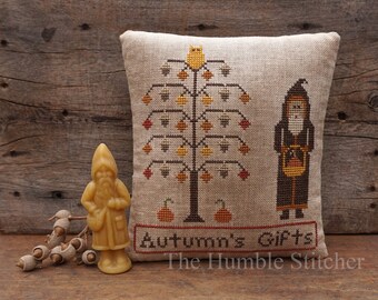 Autumn's Gifts...Primitive PAPER Cross Stitch Pattern By The Humble Stitcher