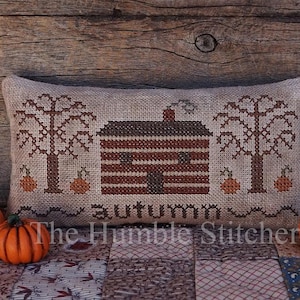 Autumn Pinkeep...Primitive PAPER Cross Stitch Pattern By The Humble Stitcher