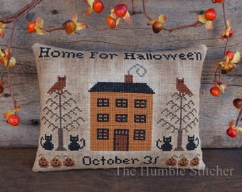 Home For Halloween...Primitive PAPER Cross Stitch Pattern By The Humble Stitcher