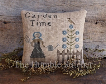 Garden Time...Primitive PAPER Cross Stitch Pattern By The Humble Stitcher