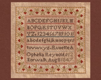 Ophelia Reynolds Reproduction Sampler...Reproduction PDF Cross Stitch Pattern Of the 1847 Antique