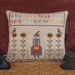 Dias de Girassol... Padrão de Ponto Cruz em PDF Estilo Primitivo da The Humble Stitcher