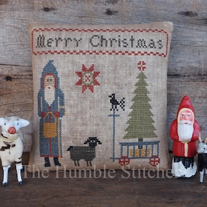 Vrolijk kerstfeest...Primitief pdf-kruissteekpatroon van The Humble Stitcher