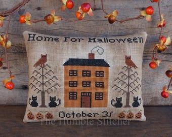 Home For Halloween...Primitive PAPER Cross Stitch Pattern By The Humble Stitcher