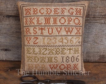 Elizabeth Adams Marking Sampler...Primitive PDF Cross Stitch Pattern By The Humble Stitcher