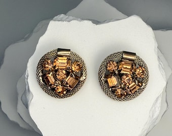 Pendientes brillantes de malla con pedrería ámbar de Estate Weiss