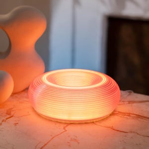 Sakura Donut Lamp | Minimalist Colorful Table Lamp | Vintage Ambient Mood Lighting | Modern Sculptural Accent Light | Wall Mountable