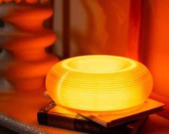 Sonnenuntergang Donut Lampe | Minimalistische bunte Tischlampe | Vintage Ambient Stimmungs Beleuchtung | Moderne skulpturale Akzentleuchte | Wandmontierbar
