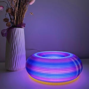 Purple Donut Lamp – Aesthetic Table Light for Cozy Home Decor | Minimalist Handmade Lamp Bedroom Gift, Desk Light, Wall Lamp, Plug-In Light