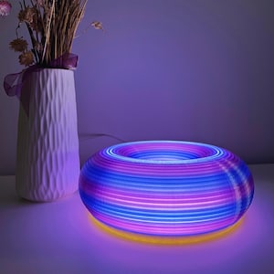 Purple Donut Lamp: Handmade Minimalist Desk or Wall Light