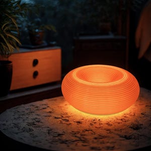 Pink Donut Lamp – Aesthetic Table Light for Cozy Home Decor | Minimalist Handmade Lamp Bedroom Gift, Desk Light, Wall Lamp, Plug-In Light