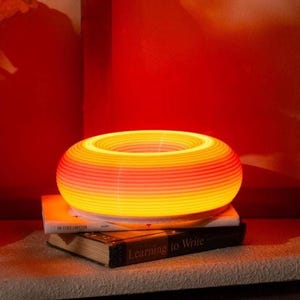 Donut Lamp | Minimalist Colorful Table Lamp | Vintage Ambient Mood Lighting | Modern Sculptural Accent Light | Wall Mountable