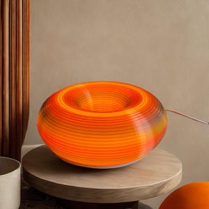 Rainbow Donut Lamp – Aesthetic Table Light for Cozy Home Decor | Minimalist Handmade Lamp Bedroom Gift, Desk Light, Wall Lamp, Plug-In Light