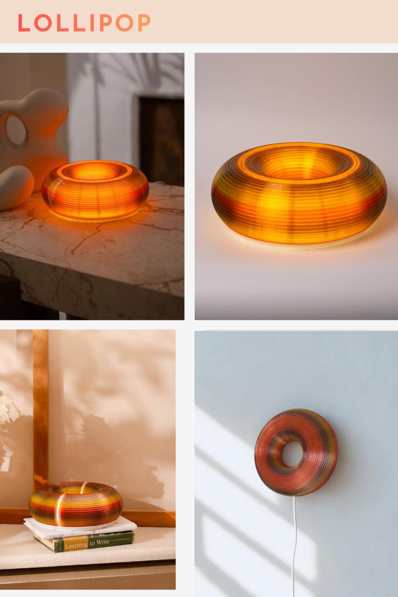 Donut Vintage Ambient Lamp | Large (3.2"X9.5"), Lollipop