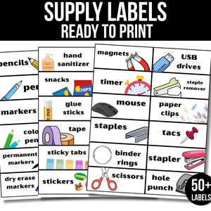 50+ Classroom Supply Labels | Teacher Supply Labels | Classroom Organization Labels