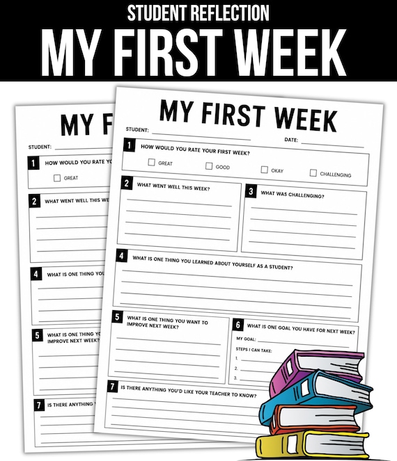 Middle School First Week Reflection Worksheet | Student Reflection & Goal Setting | Back to School Printable | First Week Activity