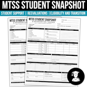 MTSS-studentöversikt och interventionsuppföljning | MTSS-organisatör | Formulär för framstegsövervakning | Interventionsdokumentation