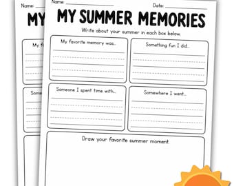 Hoja de trabajo "Mis recuerdos de verano" / Actividad de escritura para la vuelta al cole / Hoja de reflexión de verano para imprimir / Primera semana de clase