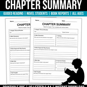 Chapter Summary Worksheet | Book Report | Reading Comprehension | SPED Reading Activity | Book Reciew