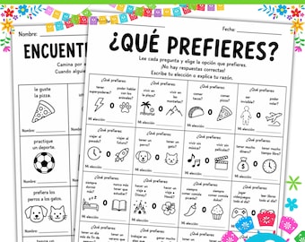 Actividades para la clase de español / Juegos para romper el hielo en español / Hojas de trabajo de español para la escuela secundaria / Actividad de conversación en español 1