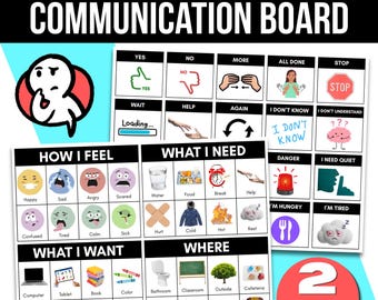 Tablero de comunicación visual imprimible / Tablero de comunicación CAA / Apoyo para estudiantes no verbales y con dificultades de habla / Educación especial (PDF)