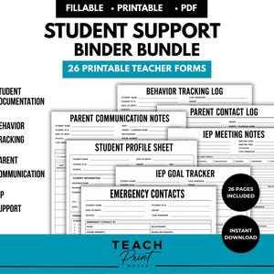 Student Support Binder Forms | IEP, Behavior, Parent Communication (Digital Download)