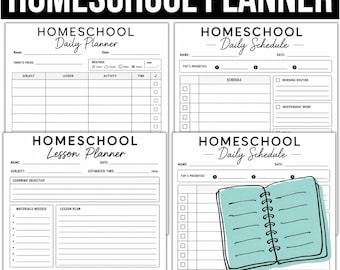 Homeschool-Planer zum Ausdrucken | Homeschool-Tagesplaner-Set | Unterrichtsplaner | Tagesablauf | Homeschool-Organizer