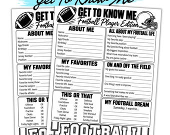 Imprimible "Jugador de fútbol: Conóceme" / Actividad para equipos de fútbol / Hoja de trabajo para atletas / Material imprimible deportivo / Cuestionario para jugadores