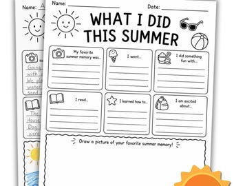 Hoja de trabajo "¿Qué hice este verano?" / Actividad de regreso a clases / Página de escritura y dibujo de verano / Material imprimible para la primera semana de clases / Aula de K-5