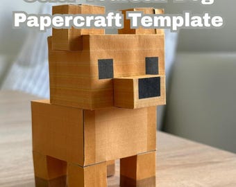Dog Papercraft Template Color Yourself – DIY 3D Pixel Puppy Paper Model PDF/SVG, Kids Craft, Dog Lover Gift, Low Poly Paper Sculpture
