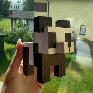Panda Papercraft PDF – Cute Pixel Style Bear Template | Printable 3D Animal Craft for Birthday Parties