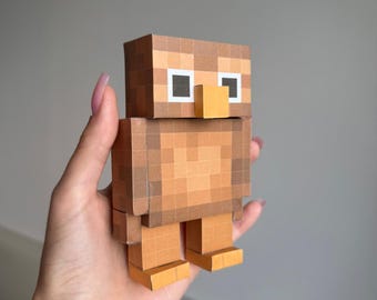Owl Papercraft Template – DIY 3D Pixel Bird Paper Model PDF/SVG, Kids Craft, Gift for Her, Low Poly Paper Sculpture
