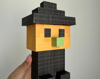 Halloween Witch Papercraft Template – DIY 3D Pixel Paper Model PDF/SVG, Halloween Decor, Kids Craft, Witch Gift, Low Poly Paper Sculpture