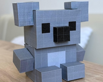 Koala Papercraft Template, 3D Koala Paper Model PDF, DIY Animal Origami, Printable Craft Activity, Cute Koala Home Decor, Kids Craft Gift