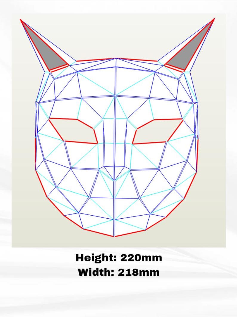 Cat Mask Papercraft Template – DIY 3D Printable Costume PDF/SVG ...