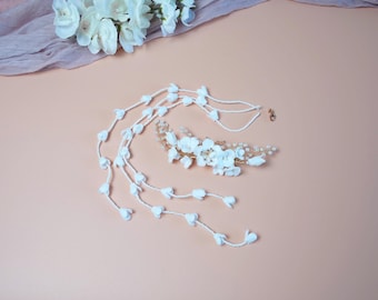 Floral Bridal Hair Clip with Tassel: Japanese Wedding Headpiece