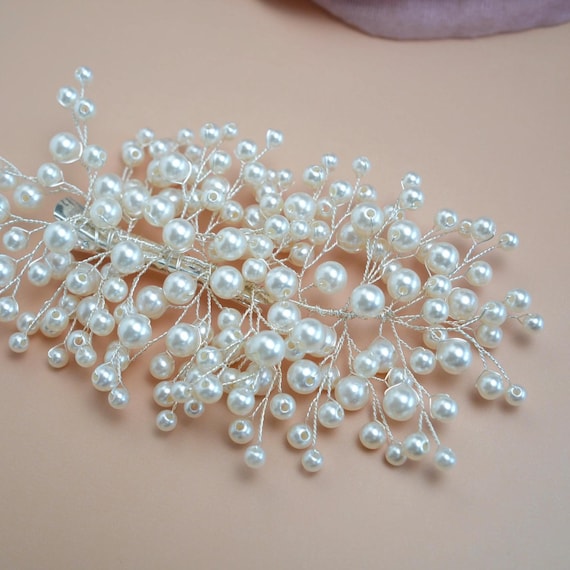 Elegant Silver and Pearl Hair Accessory Wedding Hair Accessories - Pearl and Crystal Bridal Hair  main image 2