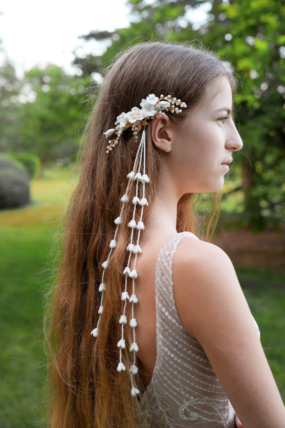 Floral Bridal Hair Clip With Tassel: Japanese Wedding  display picture 3