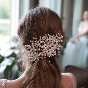 Bridal Hair Clip with Faux Pearls – Silver Wedding Hair Accessory Handmade for Brides & Bridesmaids