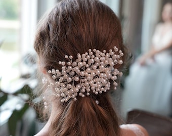 Bridal Hair Clip with Faux Pearls – Silver Wedding Hair Accessory Handmade for Brides & Bridesmaids