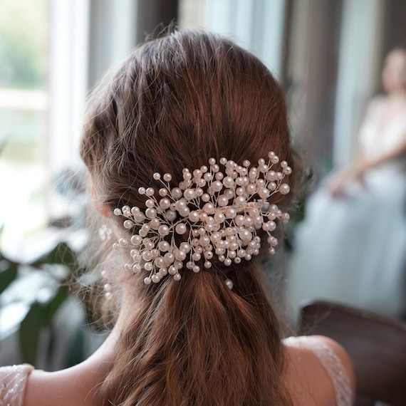 Handmade bridal?hairpiece silver and faux pearls Visland Bride Hairband Ribbon Elegant Decorative Handmade  main image 3