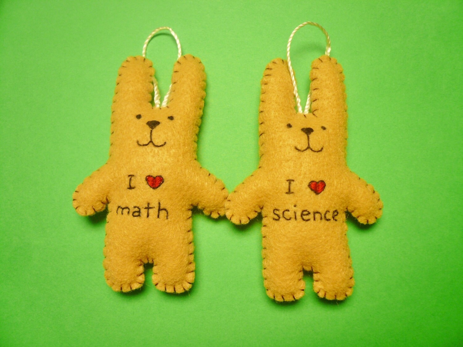 I Love Math Bunny Ornament Felt Ornament Math Gift Smart Etsy